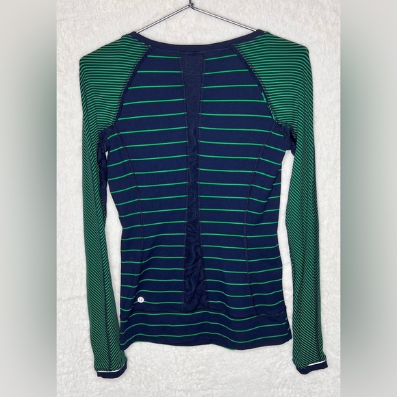 Lululemon Striped Long Sleeve Top - Green and Navy - Picture 3 of 6